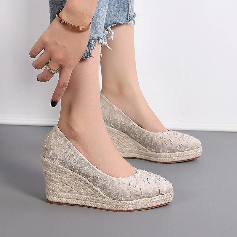 Espadrille Slip On - 8cm Size 34-42 Breathable Comfortable Floral