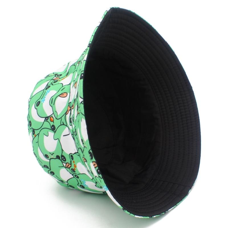 Packable Hat Nylon - A52E Frogs Print Bucket Hat Soft