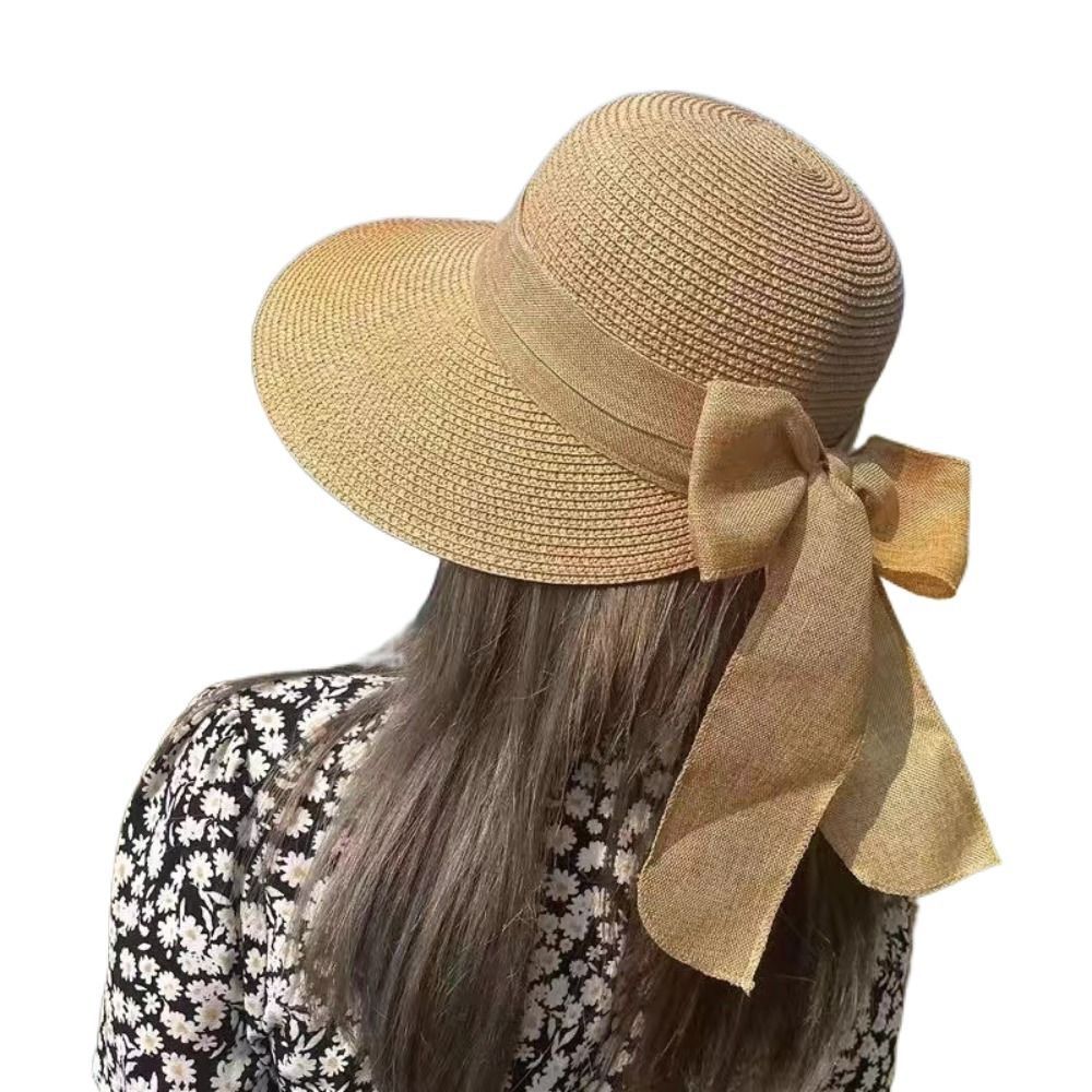 Bowknot Sun Hat Summer Breatha - Bucket Hat Straw ulasan dan harga