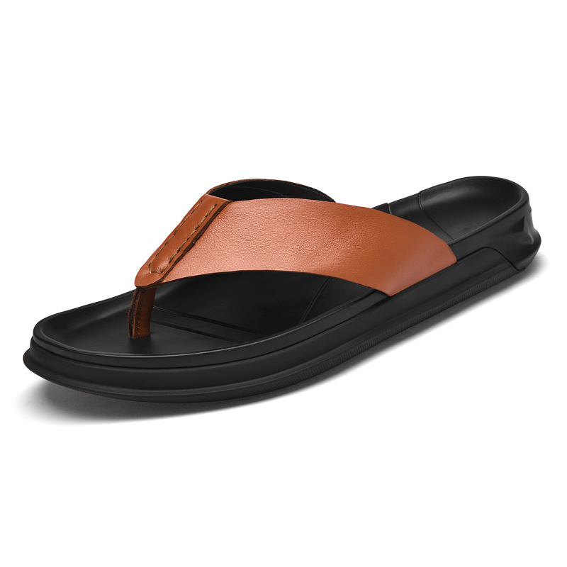 Men's Summer Genuine leather S - Flip Flop Leather Men ulasan dan harga