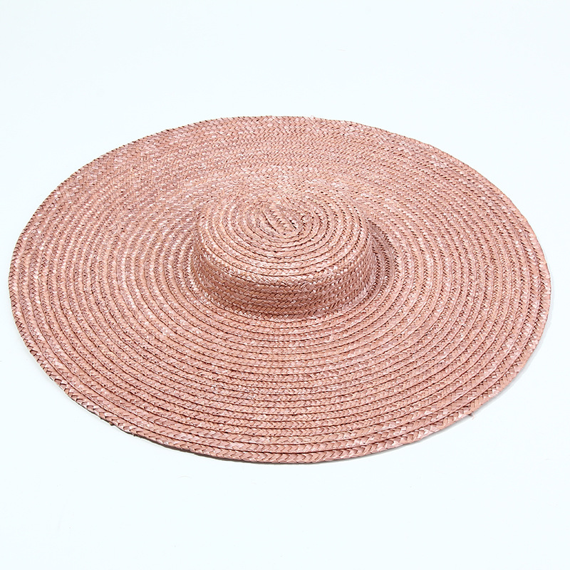 15cm Wide Brim Straw Hat Flat  - Bucket Hat Straw ulasan dan harga
