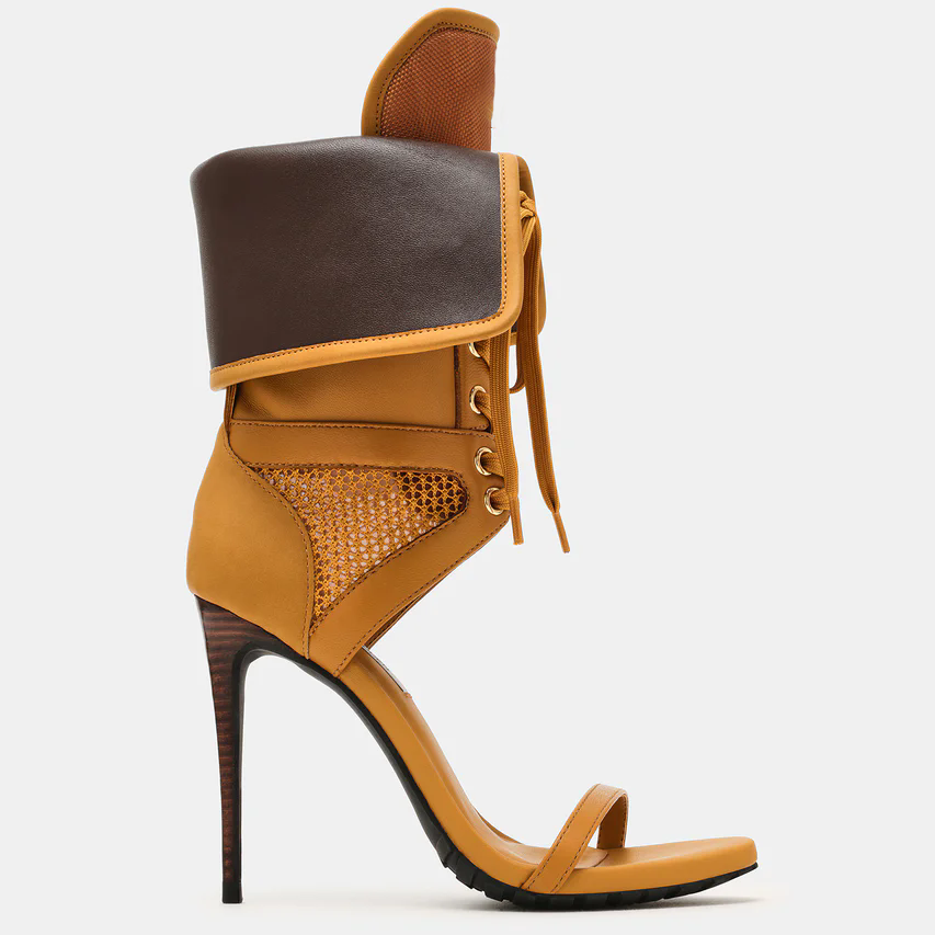 Women Open Toe Stilettos Lace  - Casual Sandal Leather ulasan dan harga