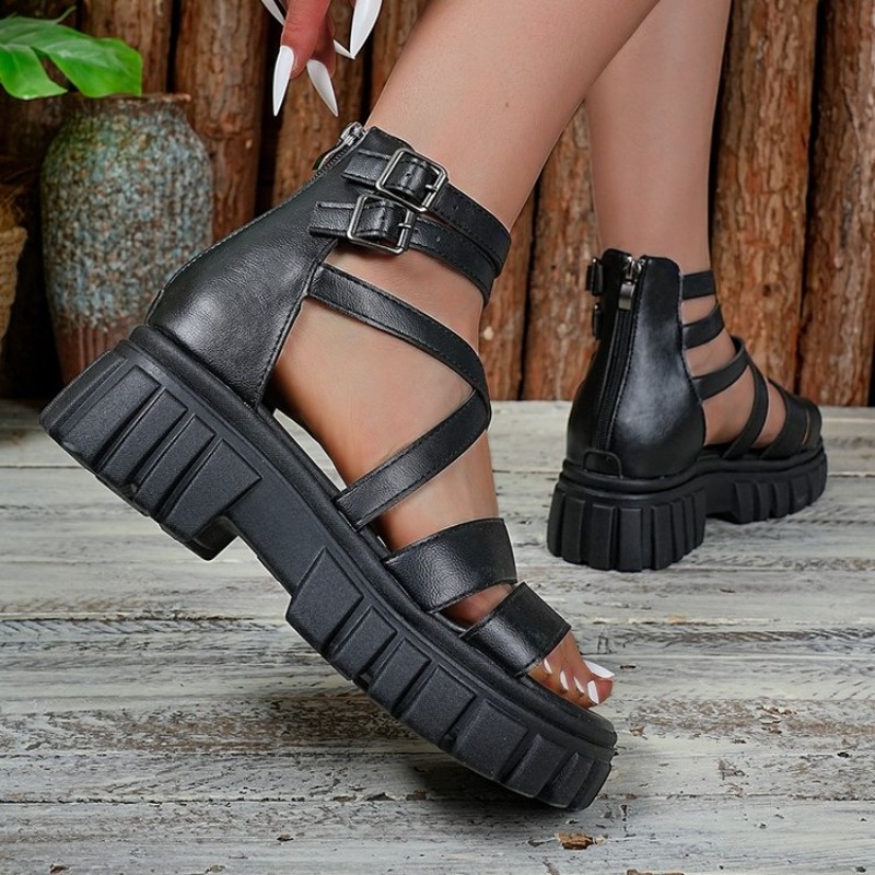 Roman Style Hollow Thick Heel  - Espadrille Slip On ulasan dan harga