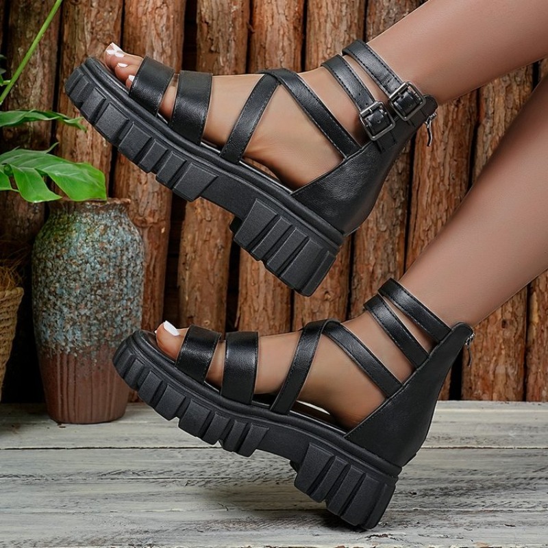 Roman Style Hollow Thick Heel  - Espadrille Slip On ulasan dan harga