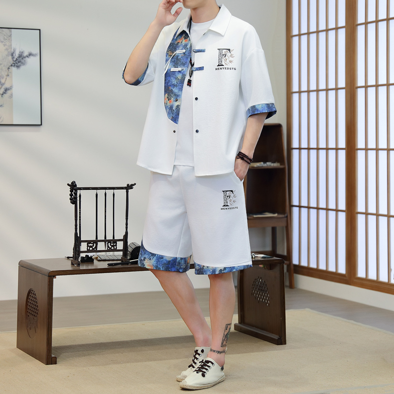 Summer Men's 2-Piece Kimono Se - Resort Shirt Floral ulasan dan harga