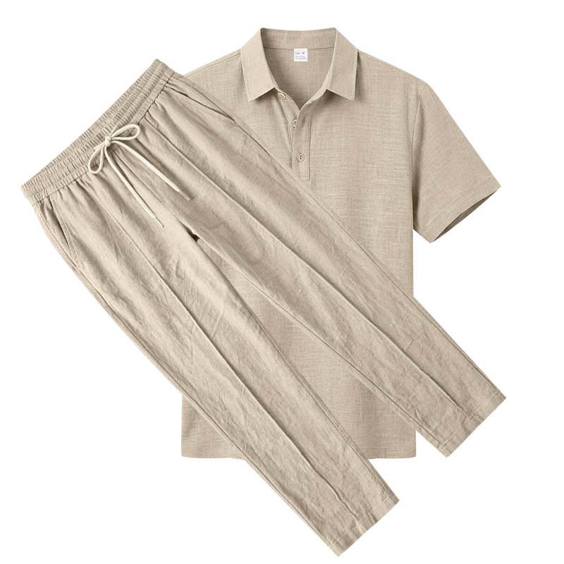 Men's 2 Piece Polo Set Short S - Short Linen Drawstring ulasan dan harga