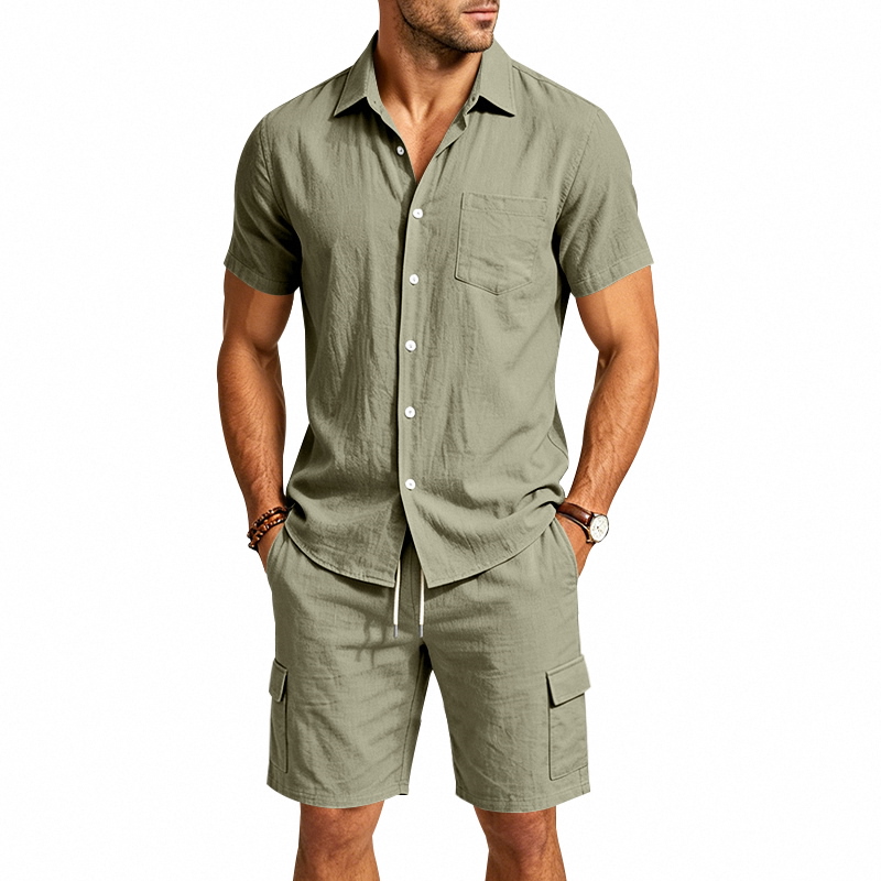 Men Summer American Linen Two  - Short Linen Drawstring ulasan dan harga